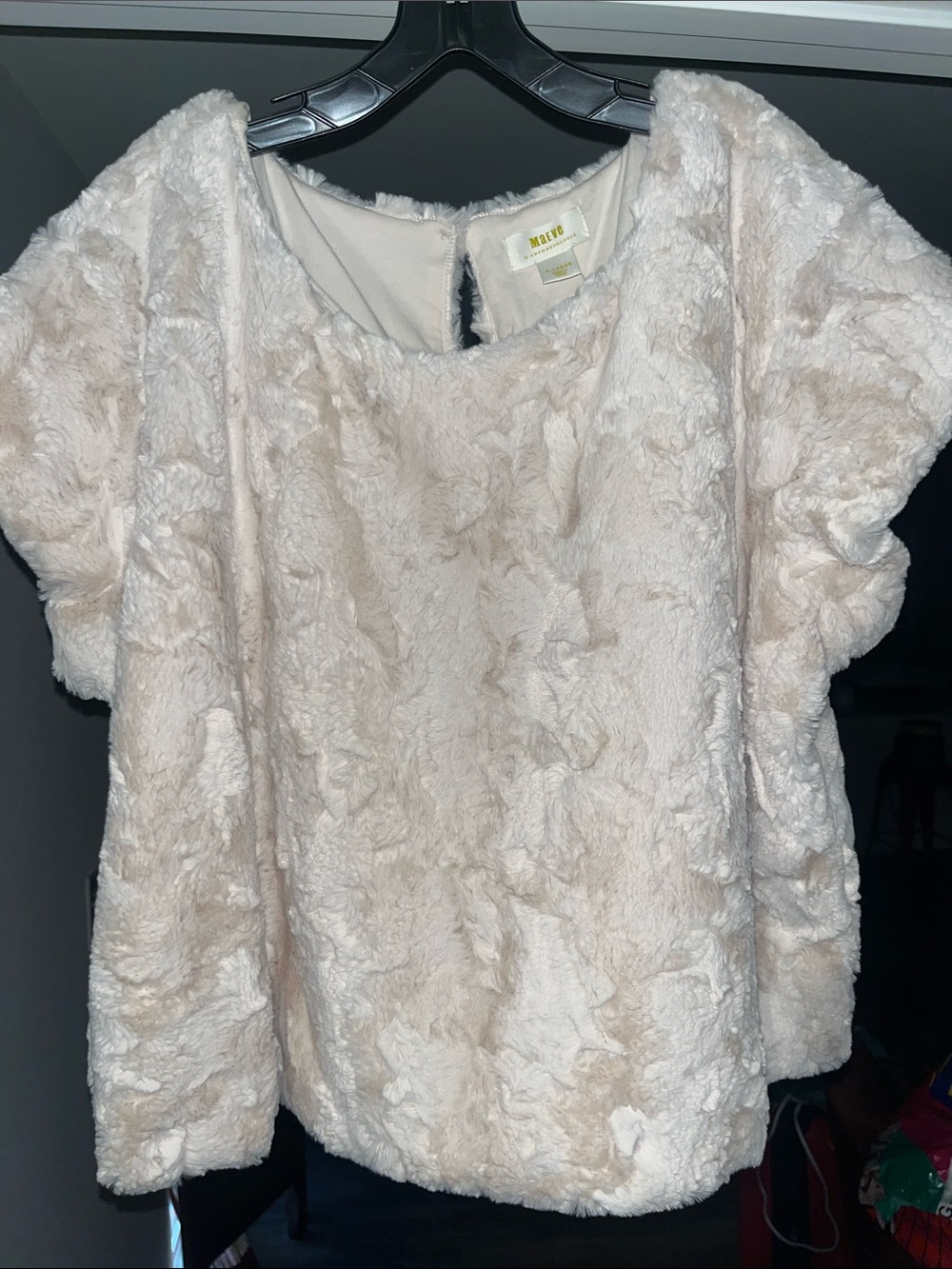MAEVE Anthropologie Faux Fur Tee